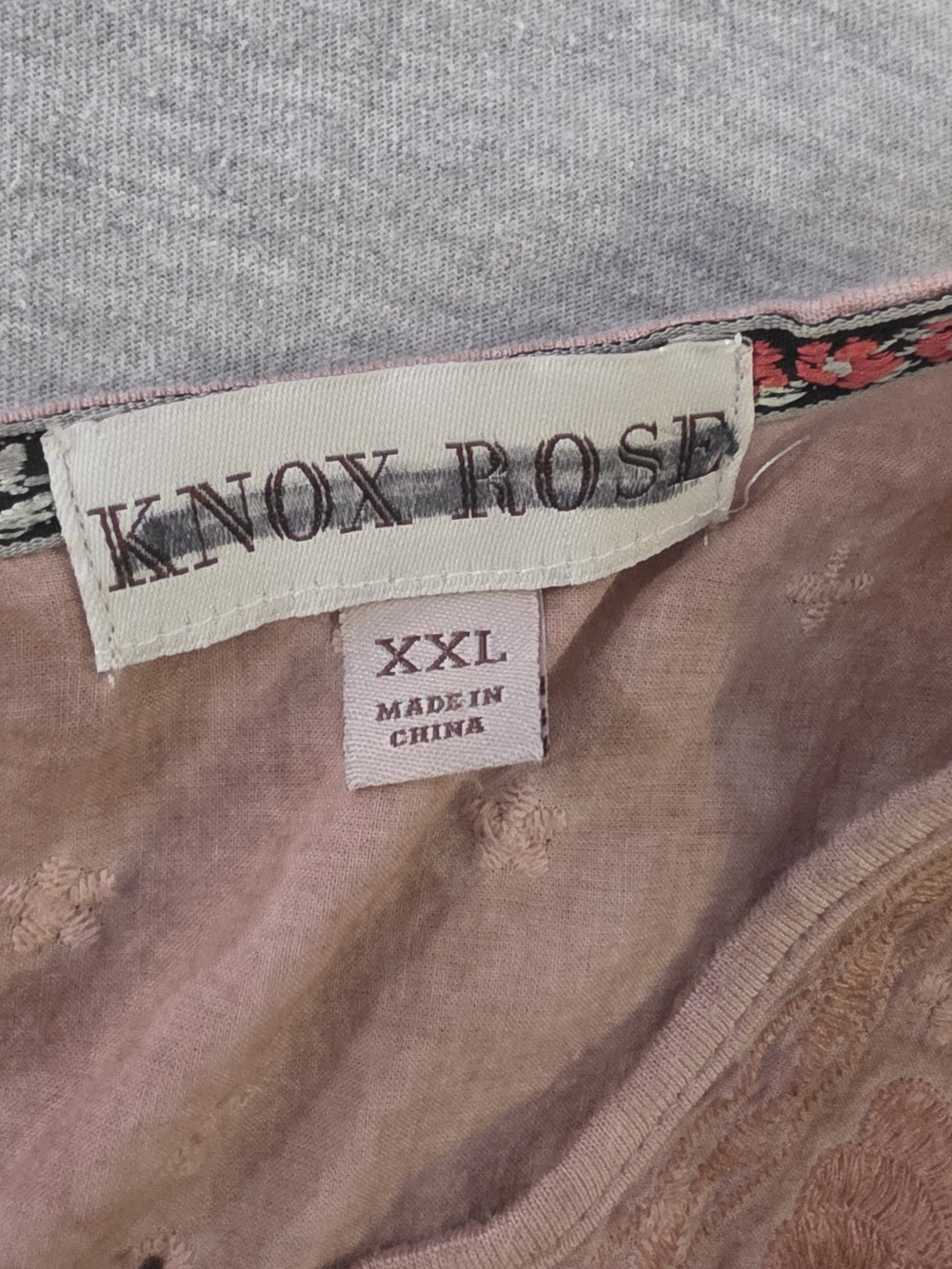 Knox Rose Dusty Rose Embroidered Yoke Sleeveless Tank - Picture 2 of 4